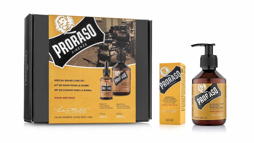 Proraso Beard Care Kit for Men, Beard Wash & Oil with Sandalwood to Tame, Cleanse & Detangle Full, Thick and Coarse Beards, Wood