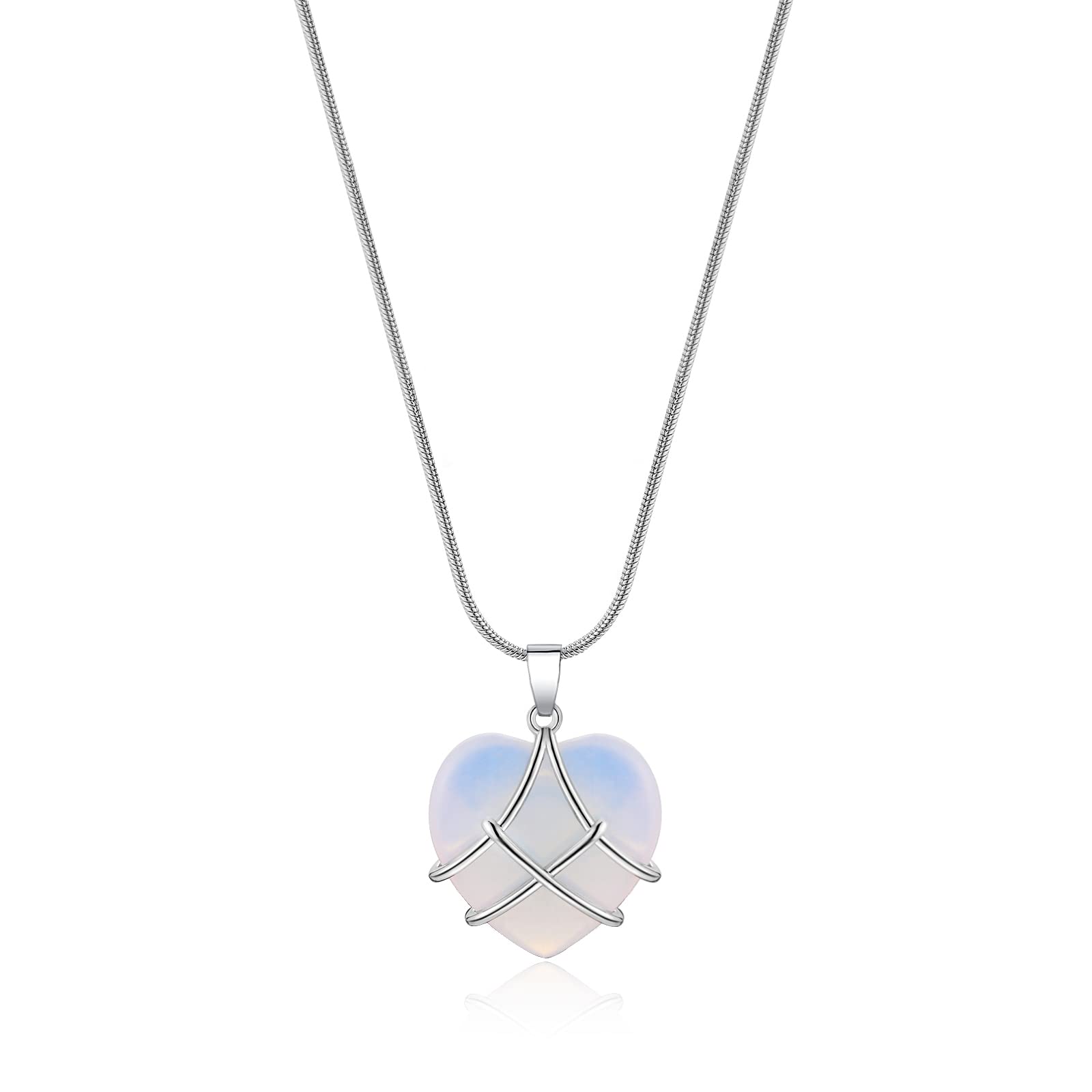 IDesign Bste Friend Necklac Diamond Castle Rose Quartz Heart Opal Necklace For Women Girls Birthday Gift, Mother'S Day Necklace(