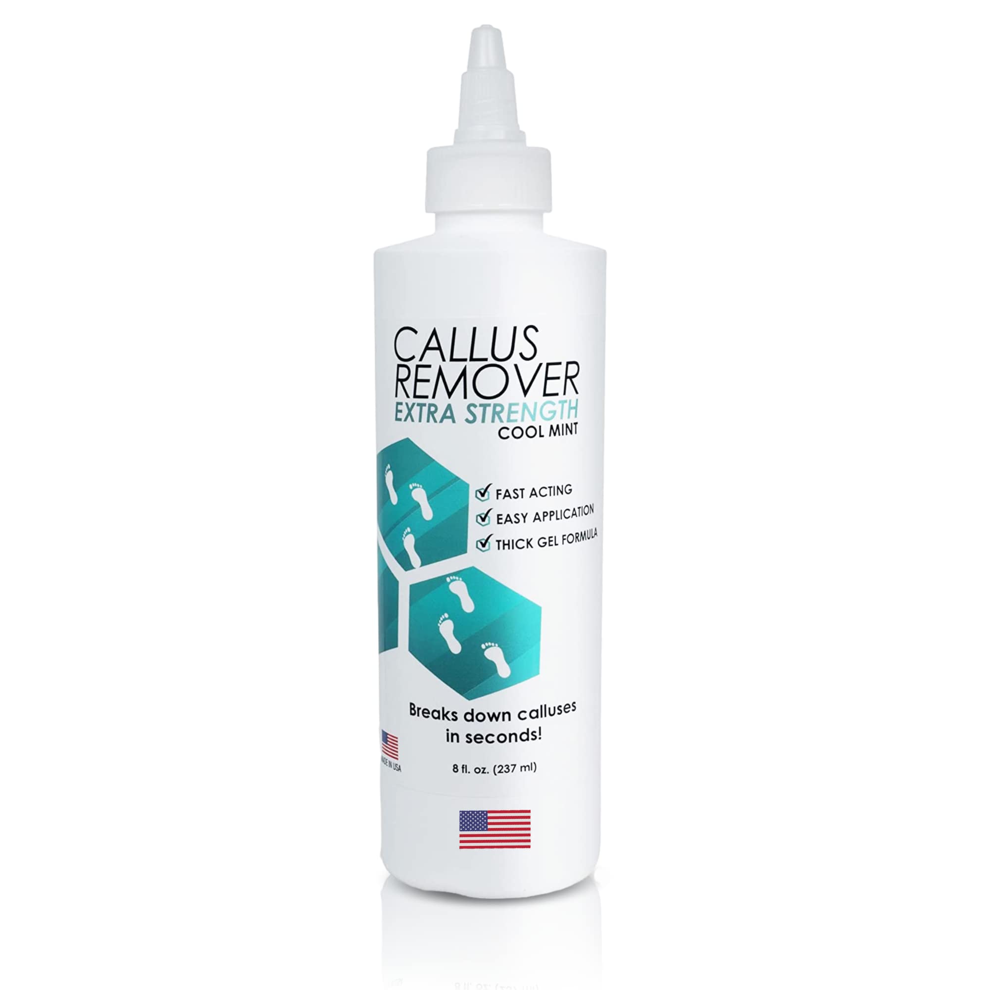 DeEnterprises Callus Remover Gel, Extra Strength, 8oz, Clear - Heavy Duty Foot Care for Rough, Dry, Cracked Skin, Cool Mint