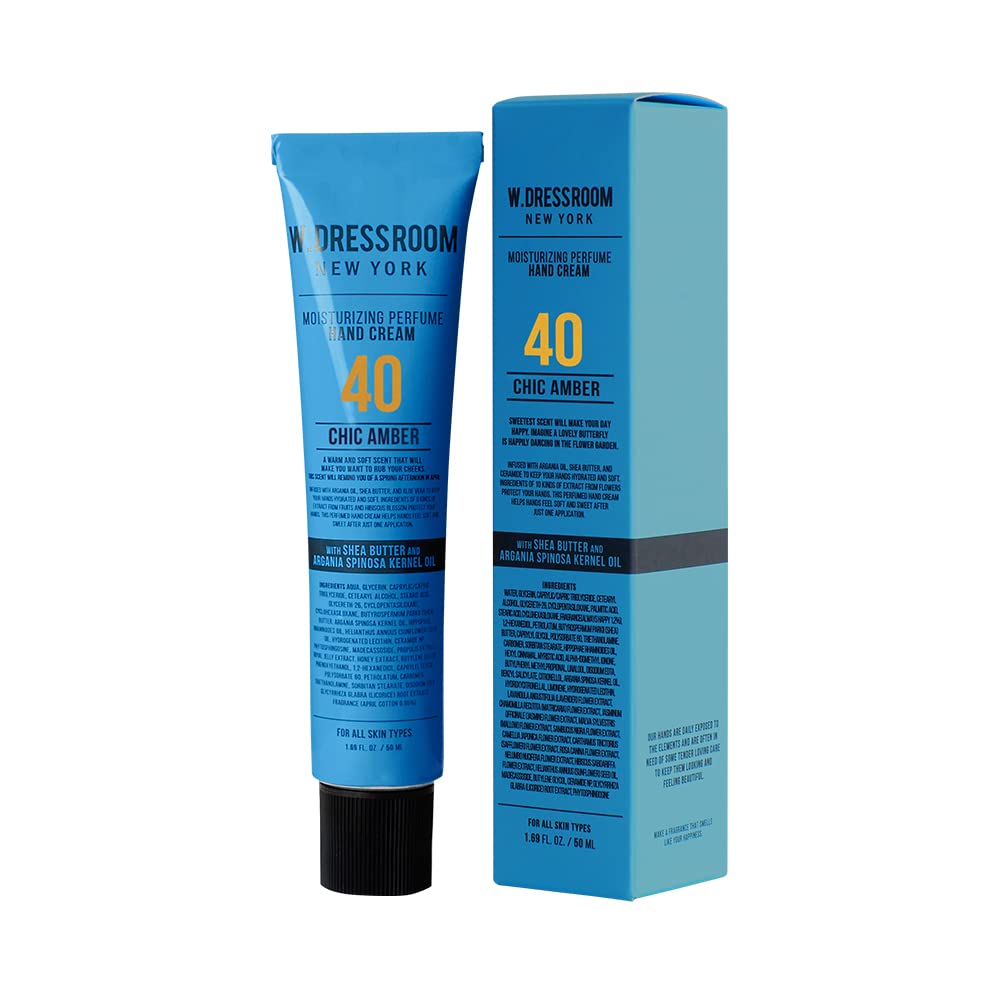 W.Dressroom No.40 Chic Amber Moisturizing Hand Cream For Dry Hands, Non-Greasy Korean Hand Lotion & Hand Care For Women With Hyd