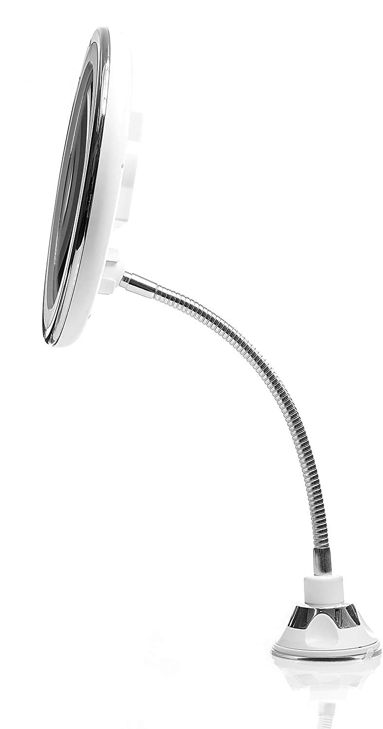 Fancii Chrome Gooseneck Attachment With Locking Suction Cup, For Luna, Mira And Maya Led Mirror Series (Mirror Not Included)