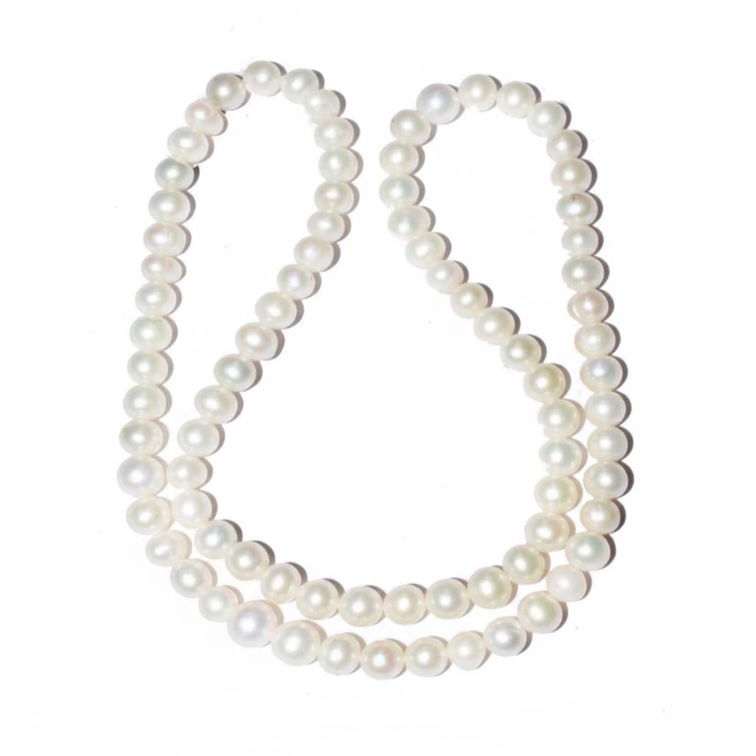 Ervio Classic Single Line White Pearl Beads Mala Necklace For Men & Women | Traditional Wedding Sherwani Pearl Necklace | Ethnic