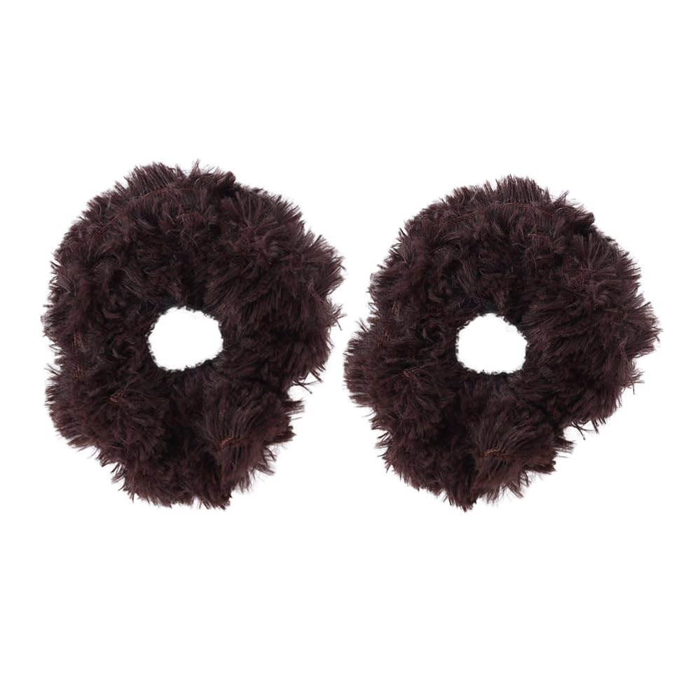 Solid Fur Scrunchies Pony Holder - Set Of 2 (Brown)