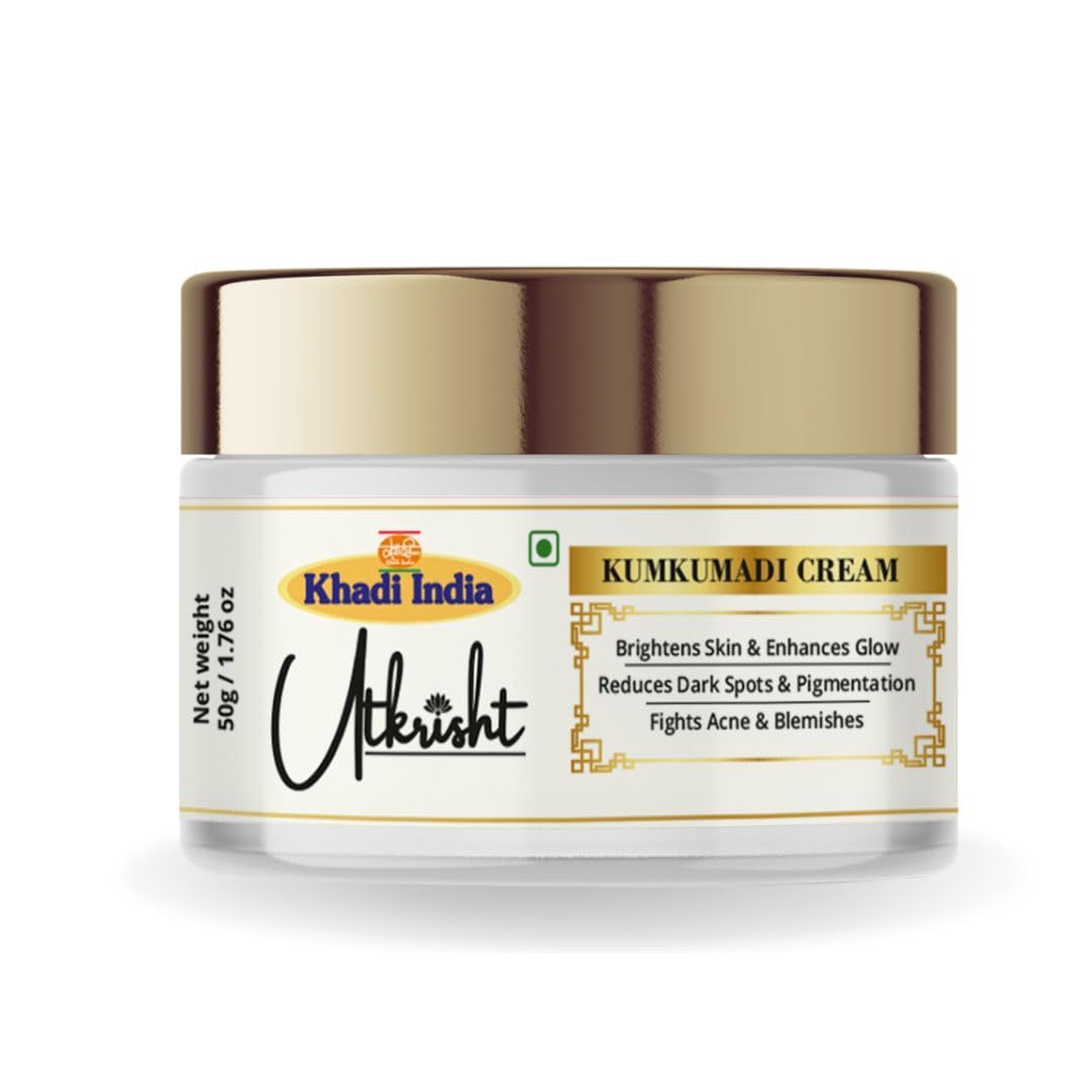 Utkrisht Khadi Ayurvedic Kumkumadi Face Cream 50G | Hydration, Glow & Skin Brightening | Pigmentation & Spots | Anti Aging Face 