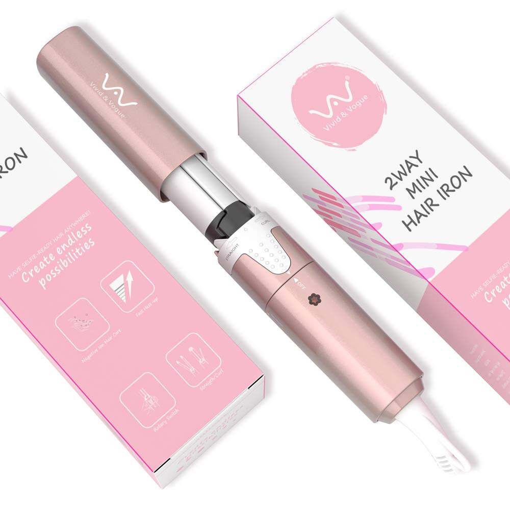 VAV 2 in 1 Curling Iron Ceramic Curling Wand and Flat Iron Ionic Hair Curler and Straightener Portable Travel Dual Voltage