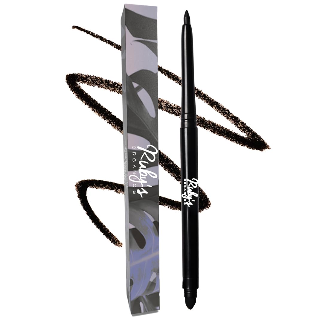 RubyS Organics Kohl Eyeliner- Black, Kajal With In-Built Smudger For Smokey-Eye, Extra Smooth & Blendable, Long-Wearing Matte F