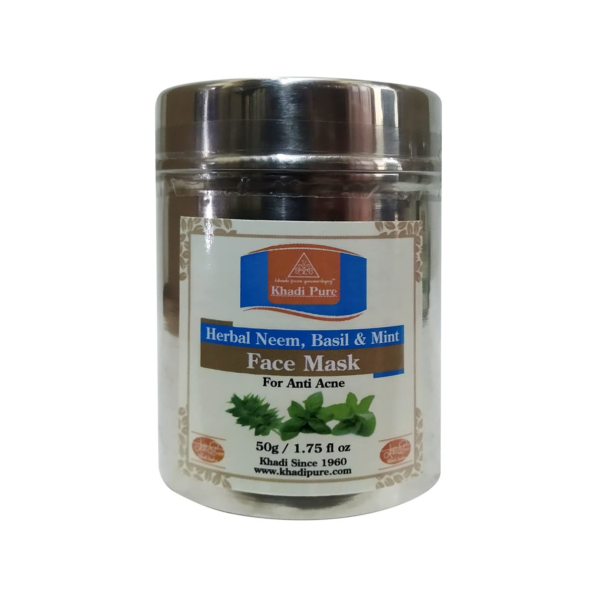 Khadi Pure Herbal Neem, Basil & Mint Face Mask (AntiAcne), 50 G