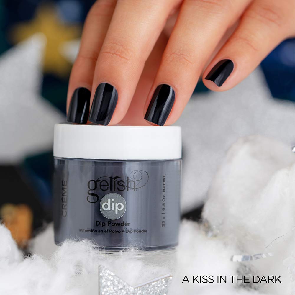 Gelish Powder Dip Collection (A Kiss In The Dark) Black Nail Dip Powder, Black Nail Powder, Dip Powder Colors, 8 ounce