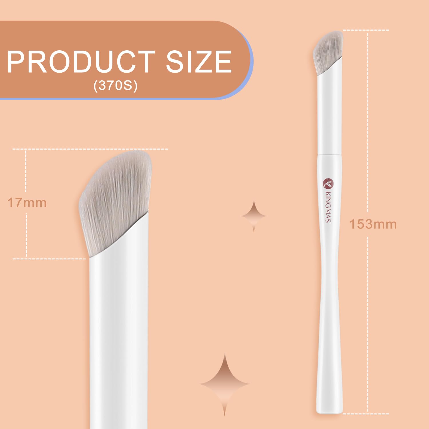 Kingmas Angled Mini Concealer Brush, Kabuki Makeup Brush Under Eye Contour Brush For Liquid, Blending, Cream, Powder, Blush Buff