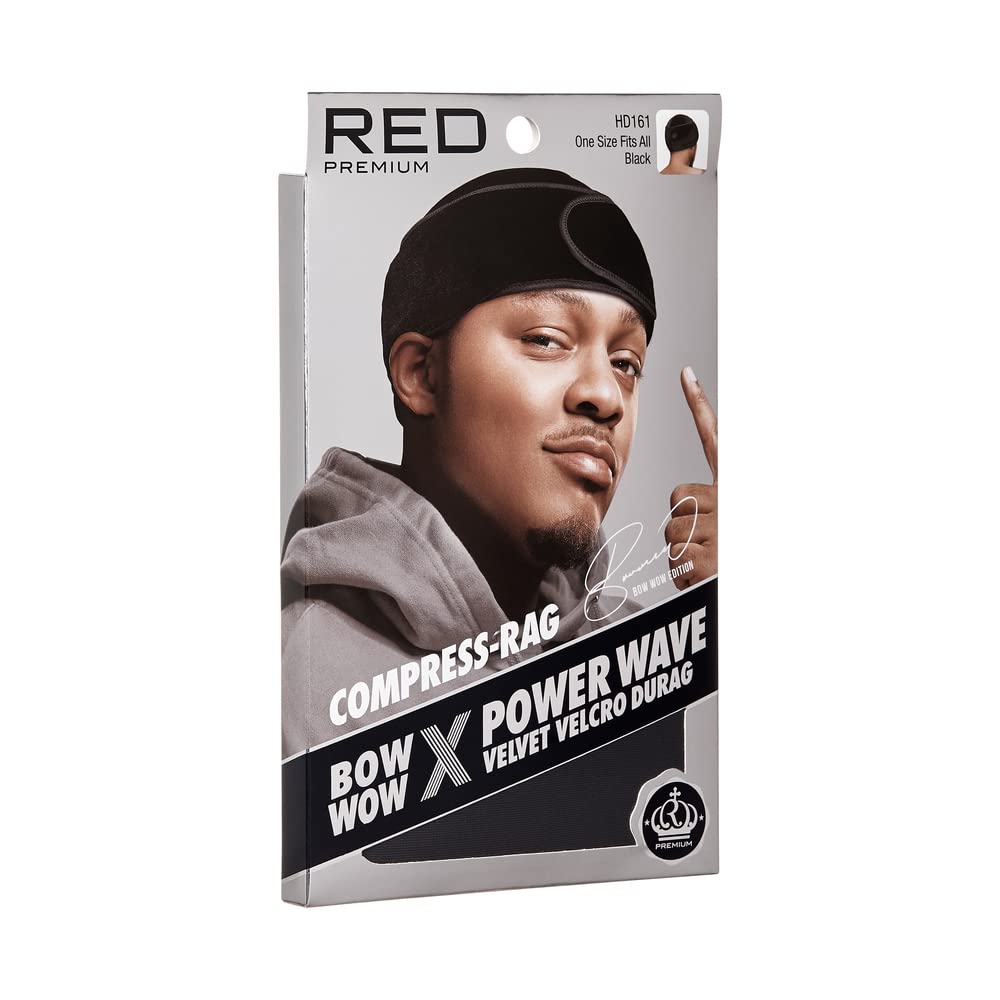 Red Premium Bow Wow X Power Wave Durag, 360 Wave Compression Cap For Men & Women, Adjustable Hook-And-Loop Strap, Stylish & Dura