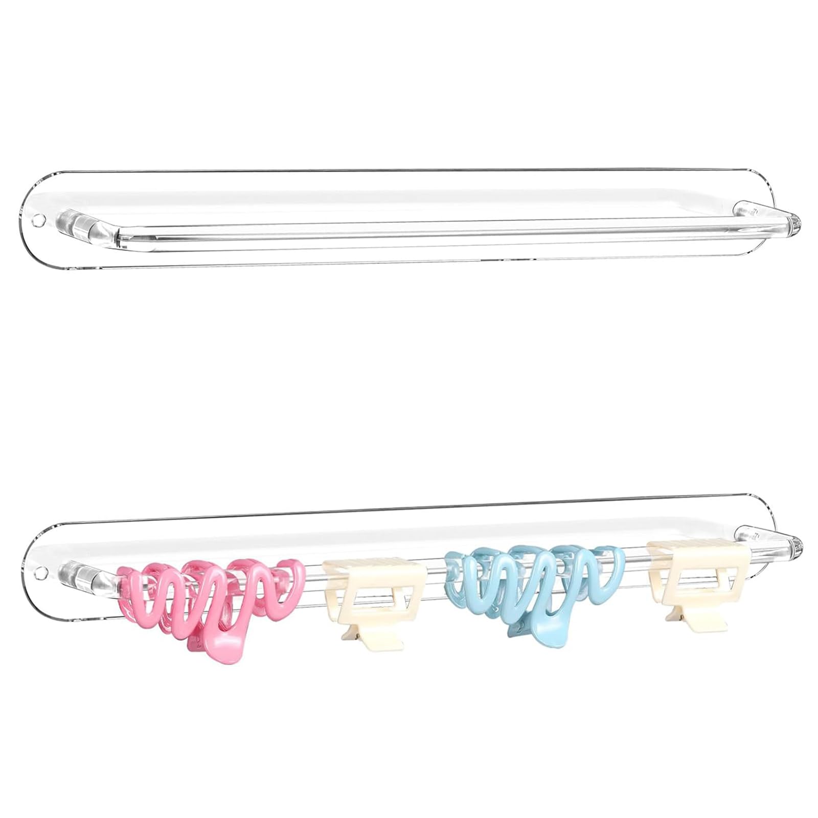 SNOWSTAR Acrylic Claw Clip Organizer, 2PCS Wall Holder and Storage, Hair Clip Display Clear Stand for Women and Girls (Clear 2PC
