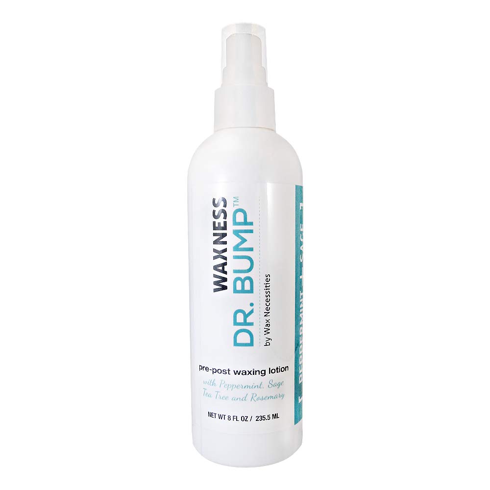 Wax Necessities Waxness Dr Bump Natural Pre Post Lotion with Peppermint Sage Rosemary and Tea Tree 8 Ounces