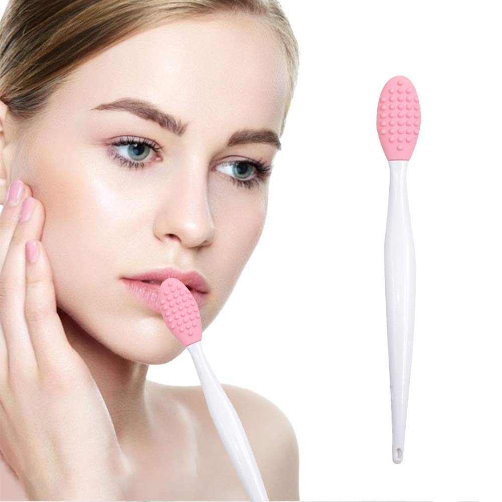 Silicone Lip Brush Set, 2Pcs Silicone Exfoliating Lip Brush Double-Sided Lip Scrubber & 2Pcs Silicone Lip Balm Brush Makeup Brus