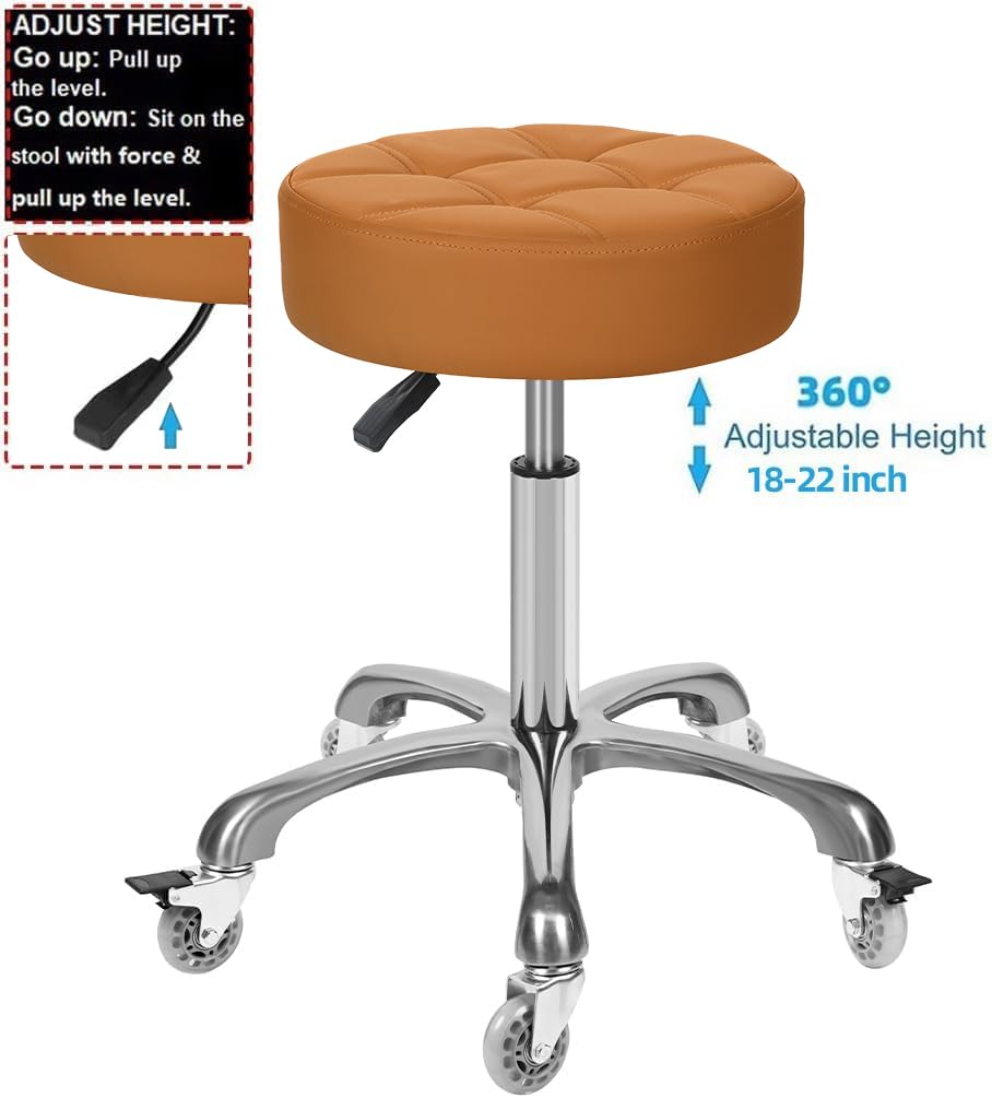 Mcdoofly Adjustable Heavy Duty Stool - Rolling Stools With Locking Cas ...