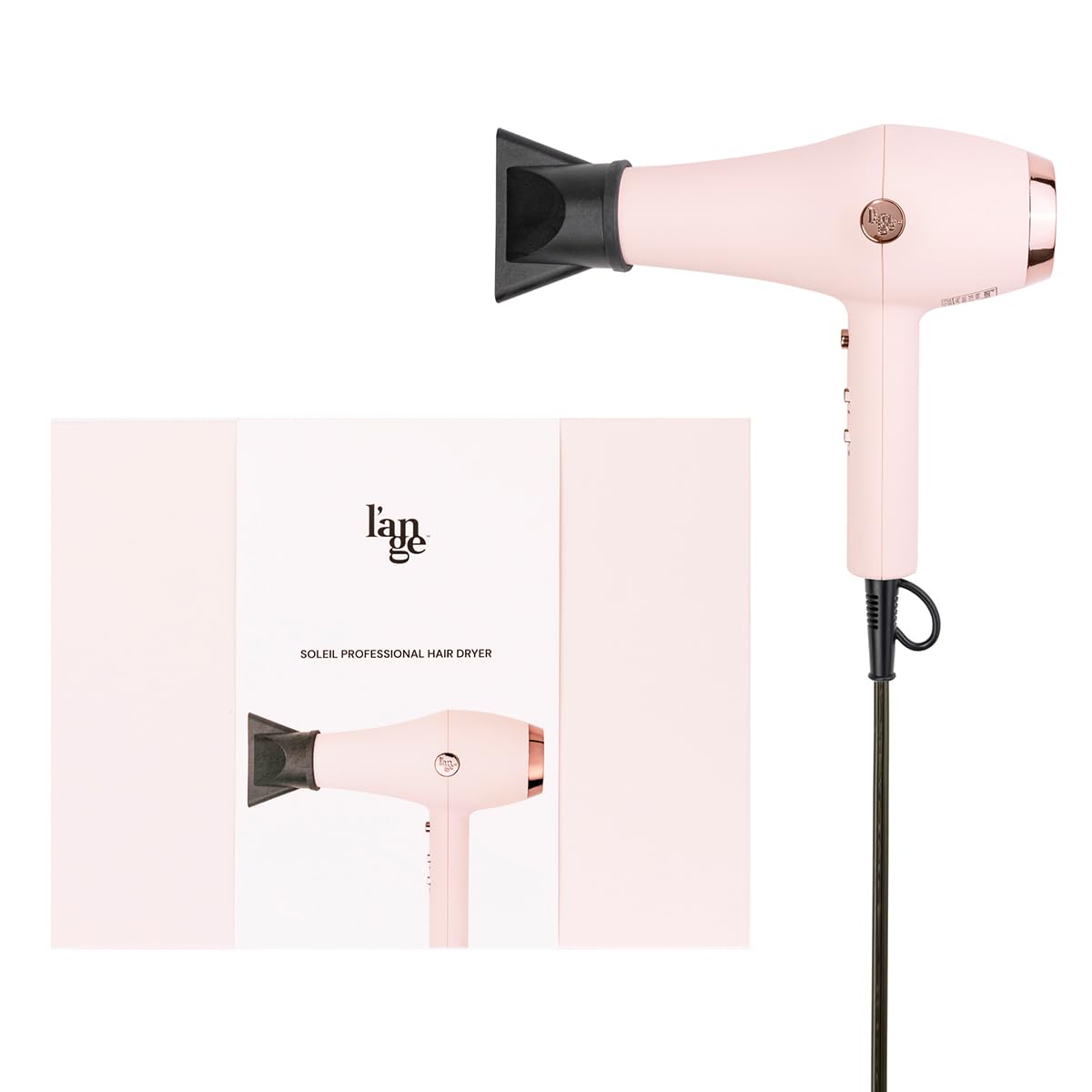 L'ANGE HAIR Soleil Professional Hair Dryer - 3 Heat & 2 Airflow Settings, Cool Shot, Lightweight, Blush, Model 2516-2517