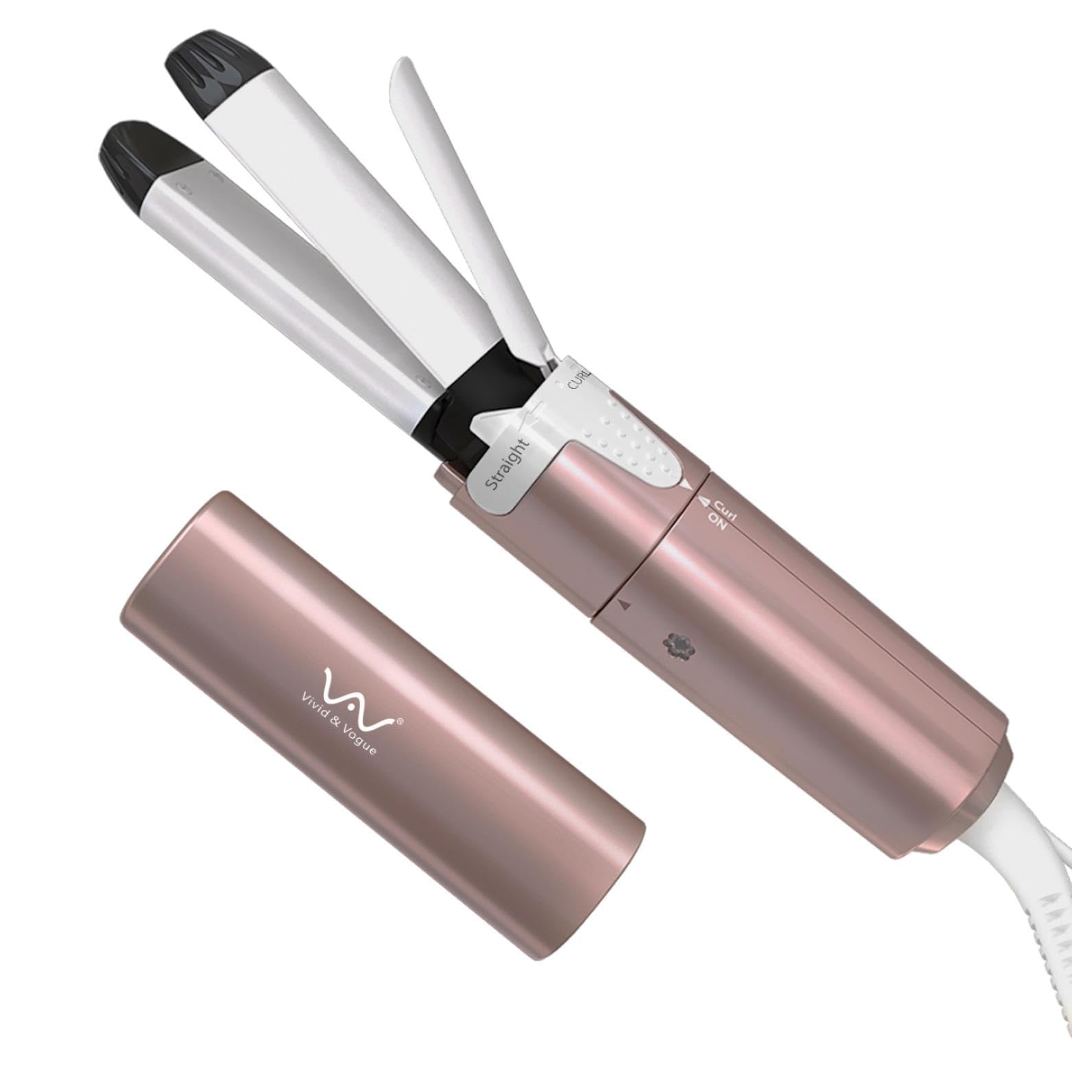 VAV Mini Travel 2 in 1 Curling Iron Small Hair Straightener and Curler Dual Voltage Flat Iron,1 Inch Hair Iron,Ceramic Portable 