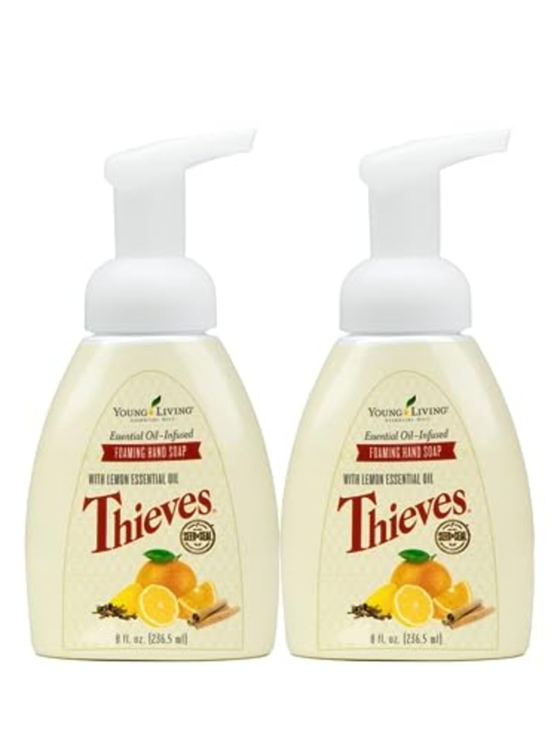 Thieves Foaming Hand Soap 8 fl oz. 2 pk by Young Living Essential Oils - Gentle Cleansing , Refreshing Aroma , Powerful Moisturi
