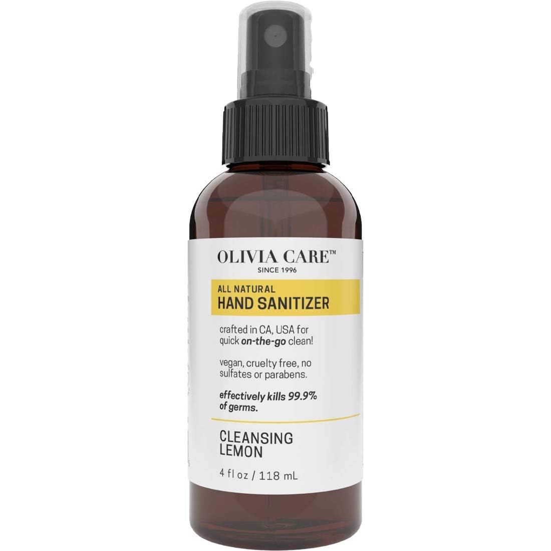 Hand Cleaning Spray By Olivia Care - Infused with Cleansing Lemon Essential Oils - Germ-Killing, Portable, Moisturizing - Remove