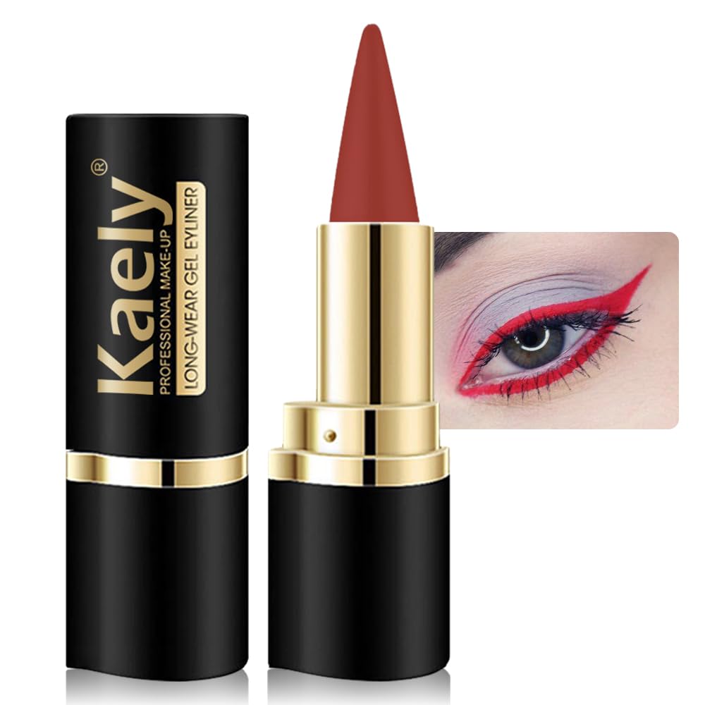 Amy'S Diary Red Gel Eyeliner Pencil,Natural Cream Eye Liner Waterproof Smudge Proof,Cat Eye Eyeshadow Colored Stick Crayon,Goth