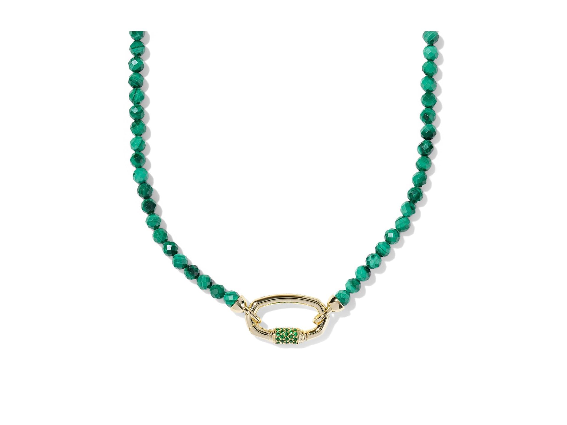 Kendra Scott, Womens, Emery Beaded Strand Necklace, Gold Green Malachite, One Size
