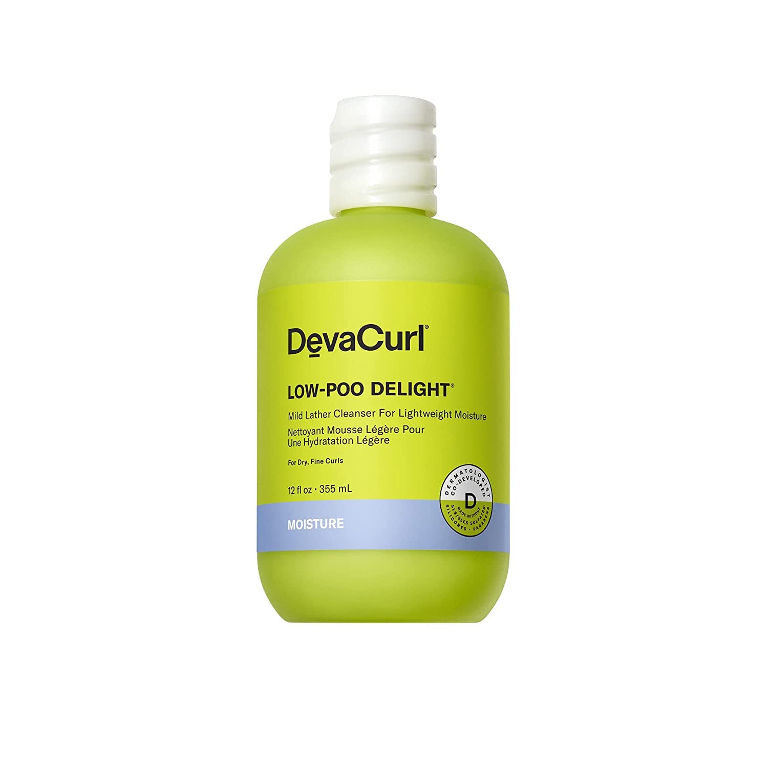 Devacurl Low-Poo Delight Mild Lather Cleanser For Lightweight Moisture, Green Oasis, 12 Fl. Oz.