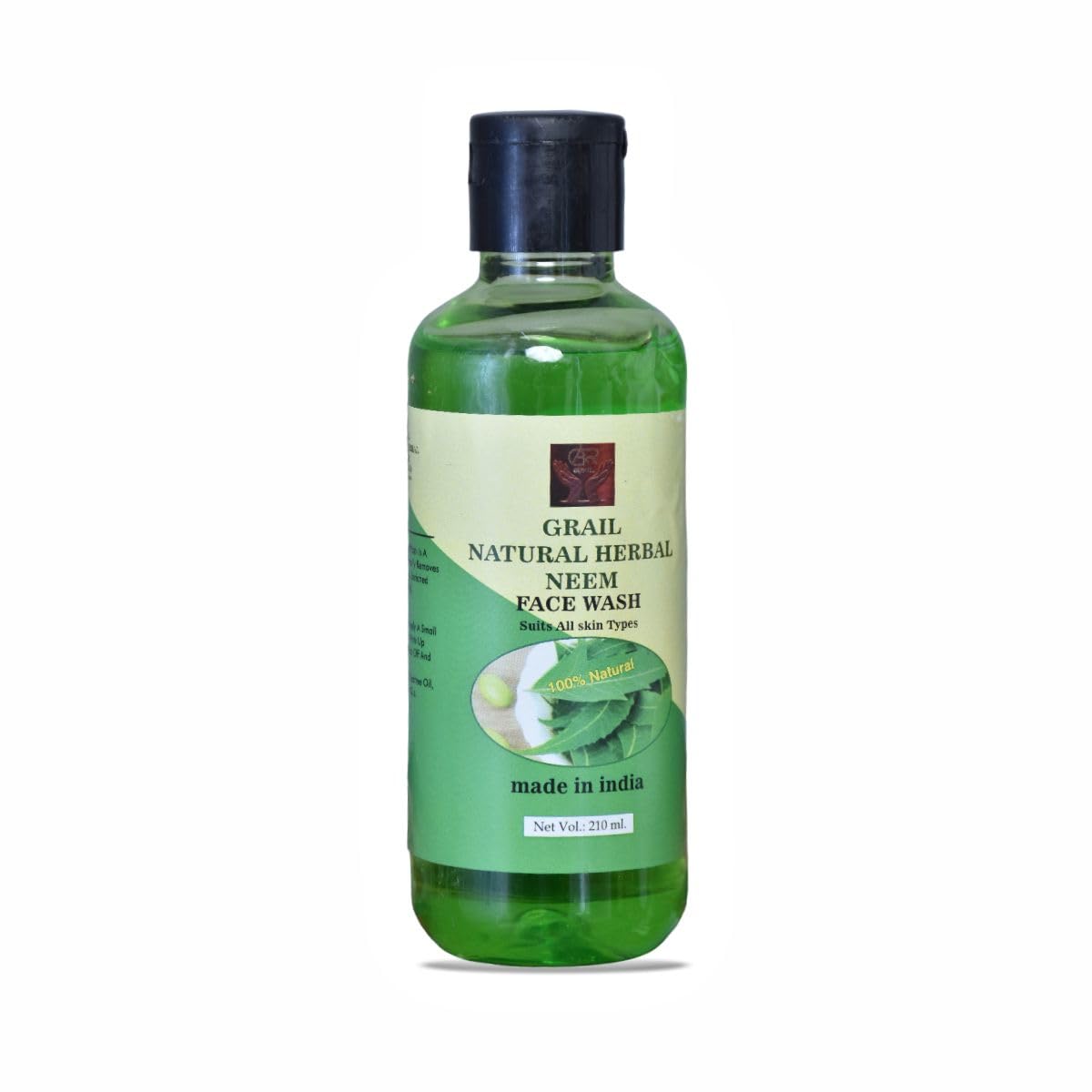 Grail Natural Herbal Neem Face Wash, Ayurvedic Deep Cleansing, Prevents Acne, All Skin Types, 100% Natural, 210 Ml (210X1)