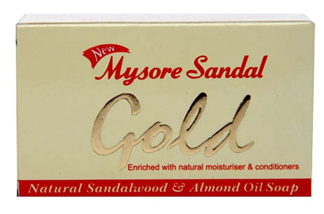 Mysore Sandal Gold Soap, 125 Grams Per Unit (Pack of 4) - Purest Sandalwood Soap - Grade 1 Soap - TFM 80% - Suitable for ALL Ski