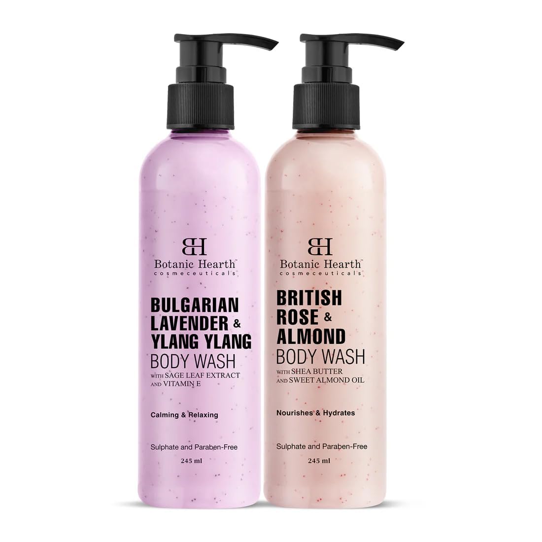 Botanic Hearth British Rose And Bulgarian Lavender Body Wash Shower Gel - Pack Of 2 (245 Ml Each) - Sulfate & Paraben Free - For