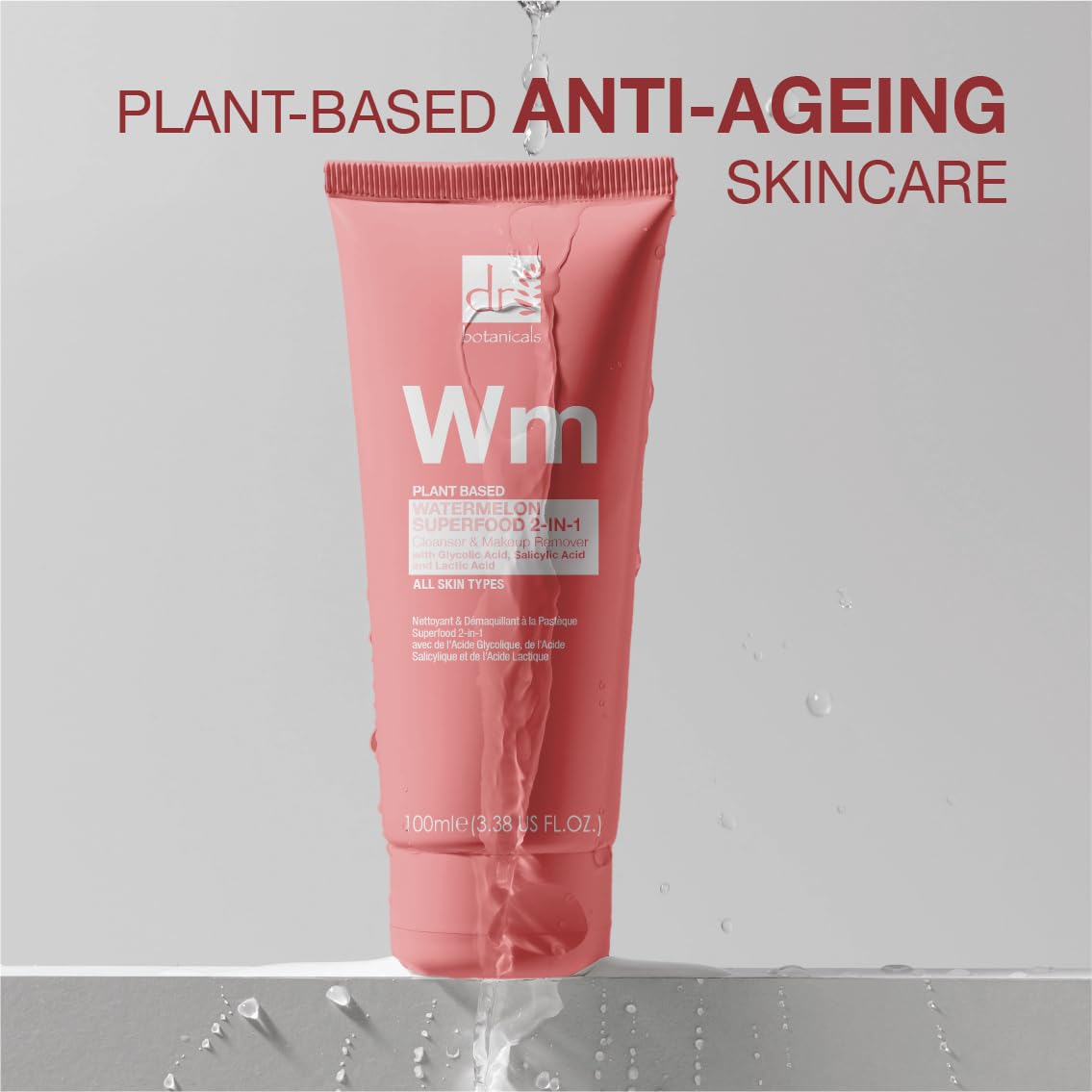 Dr Botanicals Watermelon Cleanser & Makeup Remover 100ml | Targets Blemishes and Skin Texture - Infused with Watermelon Seed Oil