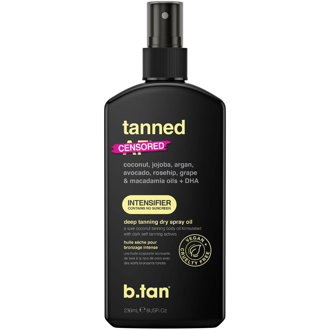 b.tan Best Tanning Oil | Get Tanned Intensifier Dry Spray - Fast, Dark Outdoor Sun Tan From Tan Accelerating Actives, Packed wit