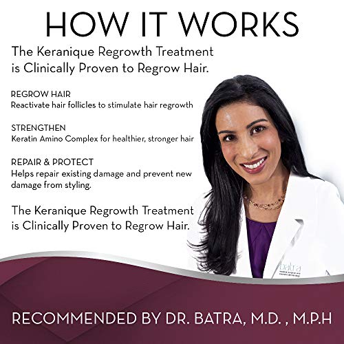 Keranique Hair Regrowth Treatment Extended Nozzle Sprayer - 2% Minoxidil, 30 Day Supply - Regrow Thicker-Looking Hair, Helps Rev