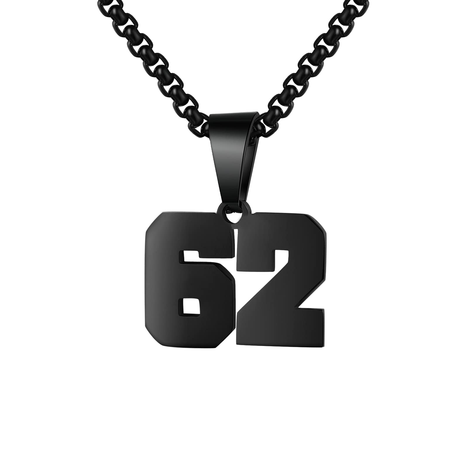 Number Necklaces Personalized Necklaces Black Initial Number Pendant Stainless Steel Chain Movement Necklaces for Men Women (62)
