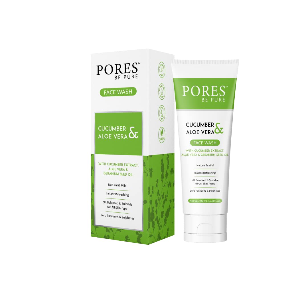 Pores Be Pure Face Wash | Cucumber Face Wash With Aloe Vera For Face | Skin Refreshing Daily Wash For Women & Men | Gentle Clean