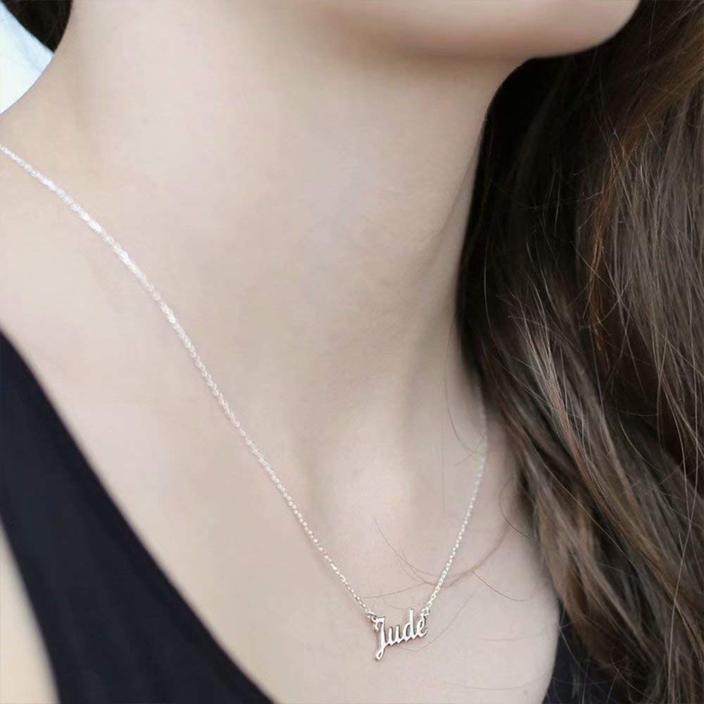 Hidepoo Angela Necklace - Personalized Name Pendant Necklace for Valentine's Day Gift,Dainty Angela Name Necklace Chain Jewelry
