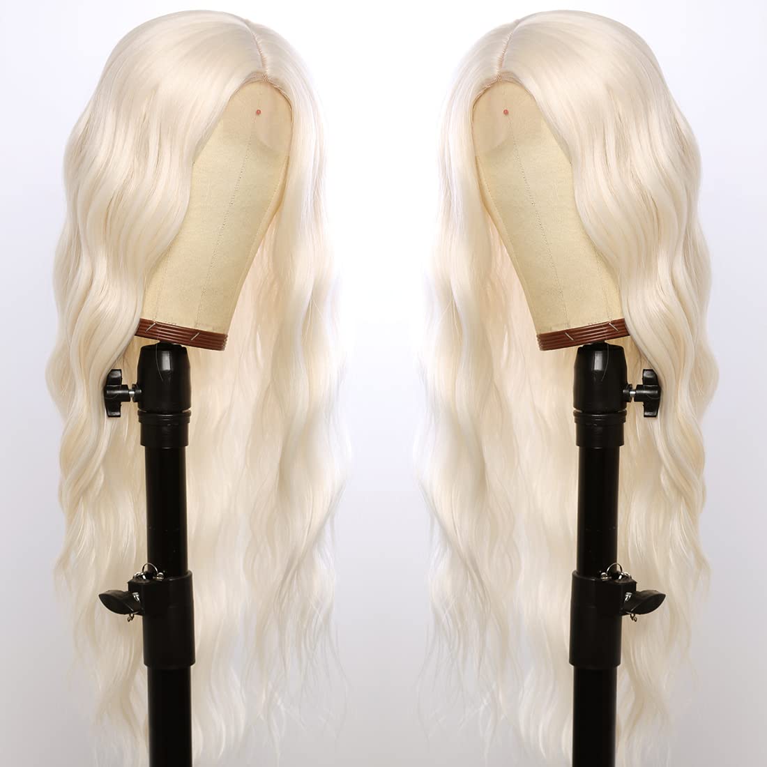 Giannay White Blonde Wig, Platinum Blonde Wig Curly Wig Long White Loose Wave Wigs For White Women Blonde Synthetic Heat Resista