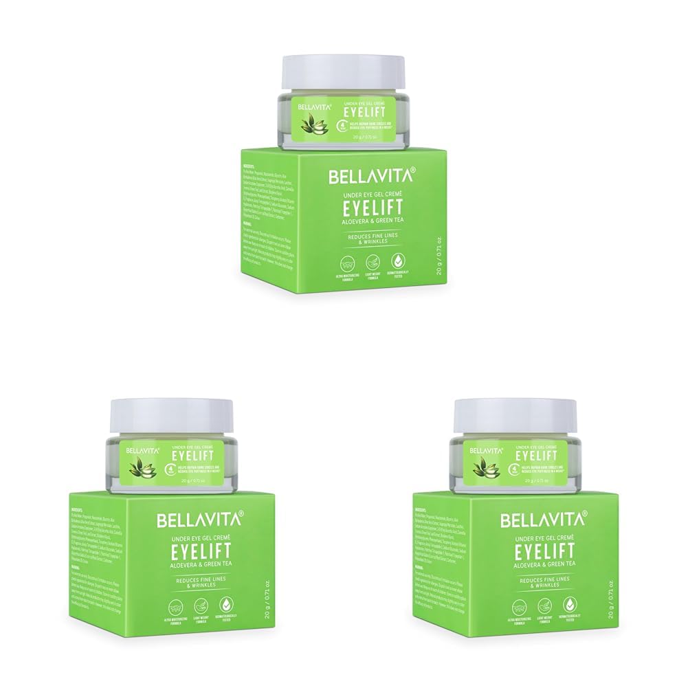 Bella Vita Organic Eyelift Hydrating Natural Under Eye Cream Gel For Dark Circles, Puffy Eyes, Wrinkles & Removal Of Fine Lines 