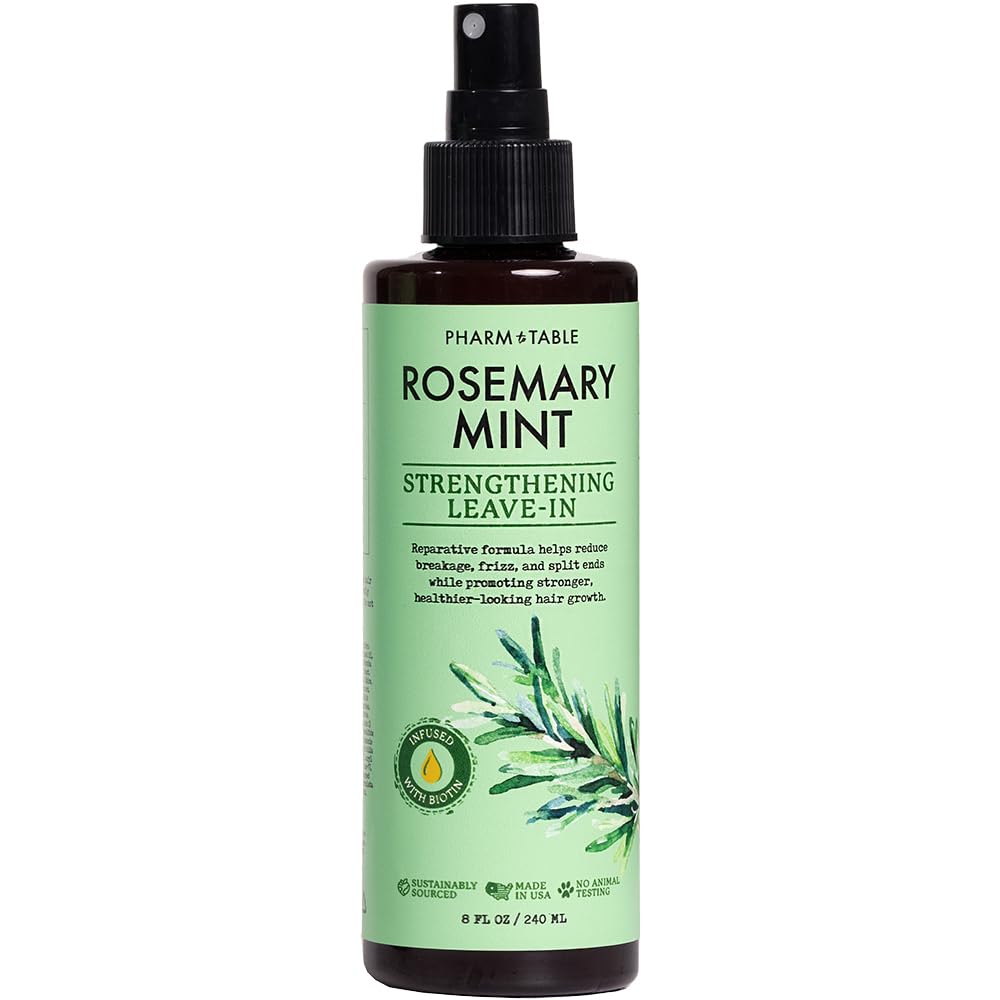 PHARM TO TABLE Rosemary & Mint Leave-In Conditioner - Nourishes, Detangles and Purifies the Scalp, Made With Frizz-Fighting Form