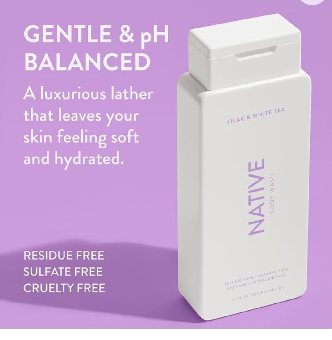 Native Body Wash Contains Naturally Derived Ingredients | For Women & Men, Sulfate, Paraben, & Dye Free Leaving Skin Soft And Hy