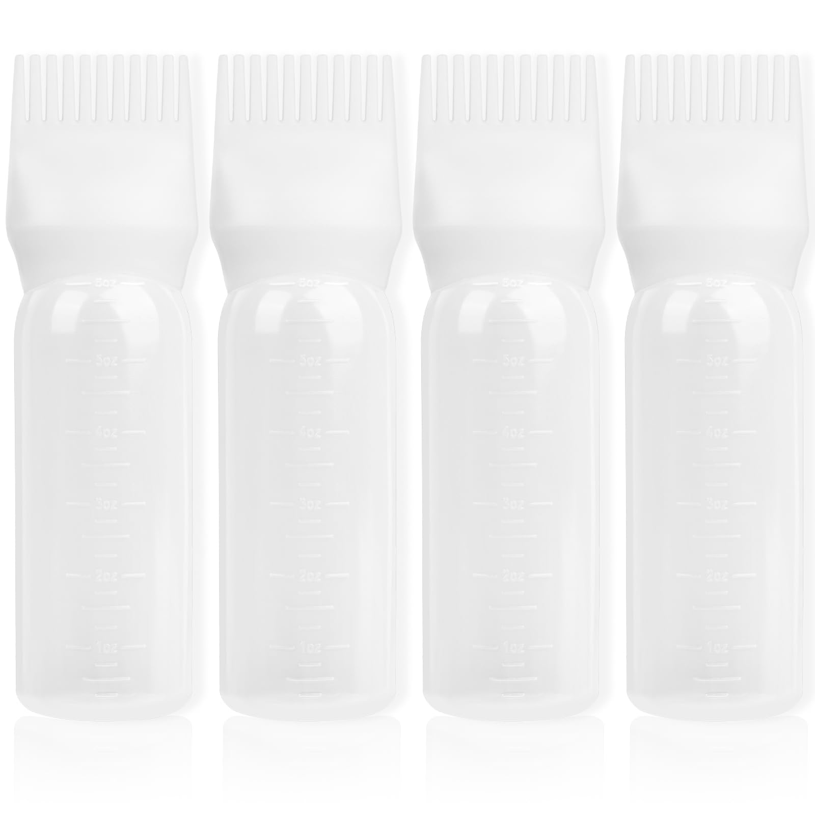 BLAAROOM Root Comb Applicator Bottle 6 Ounce, 4 Pack Hair Oil Applicator Bottle, Hair Dye Bottle Applicator Tools with Hair Oil 