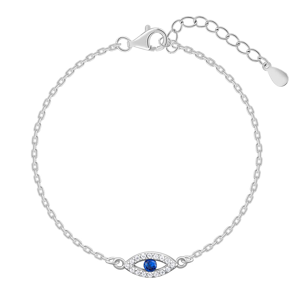 Giva 925 Silver Evil Eye Blue Bracelet, Adjustable | Gifts For Women And Girls | With Certificate Of Authenticity And 925 Stamp 