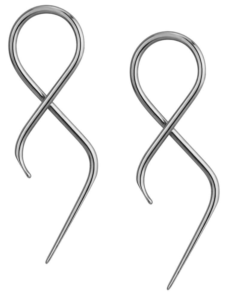 Forbidden Body Jewelry Forbidden Body Jewelry Pair Of 16G Surgical Steel 1.4inch Twisting Curved Hanging Loop Taper Earrings