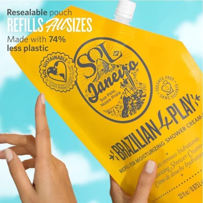 Sol De Janeiro 4 Play Moisturizing Shower Cream Gel Body Wash Refill Pouch 1 L/33.8 Fl Oz.