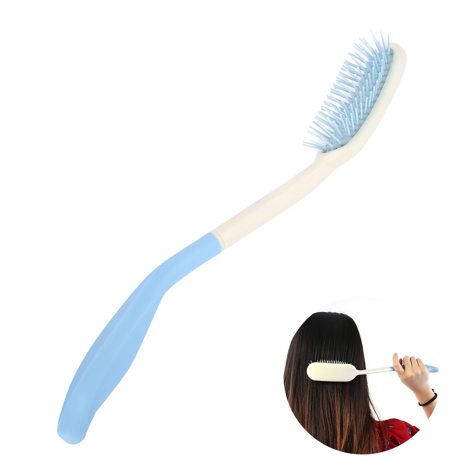Semme Long Handle Hair Brush & Comb, Soft Bristles, Non-Slip, Ergonomic Design for People with Limited Dexterity or Arthritis, H