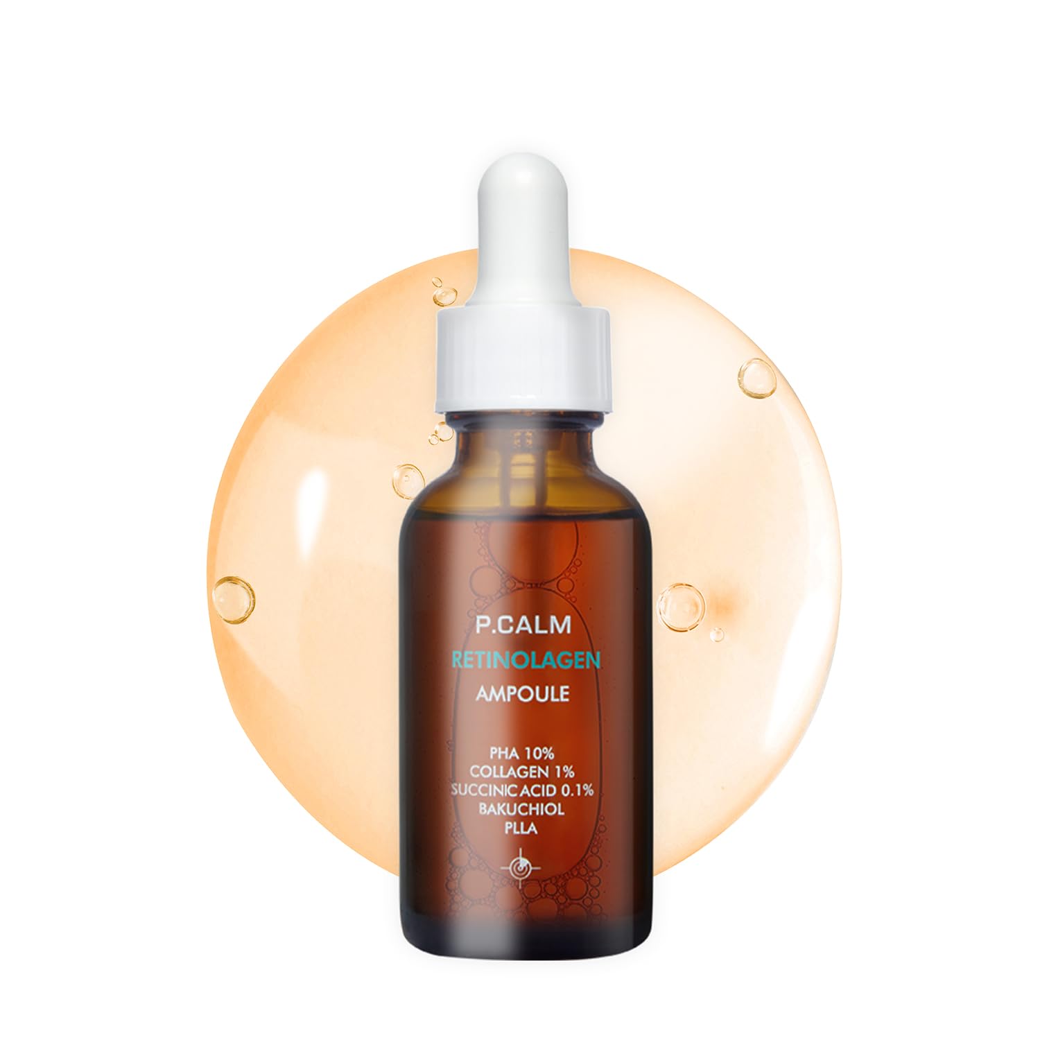 P.Calm Retinolagen Ampoule 30Ml | Pore Tightening Glass Skin Serum With Micro Dosing Retinal, Vegan Hydrolyzed Collagen, Bakuchi