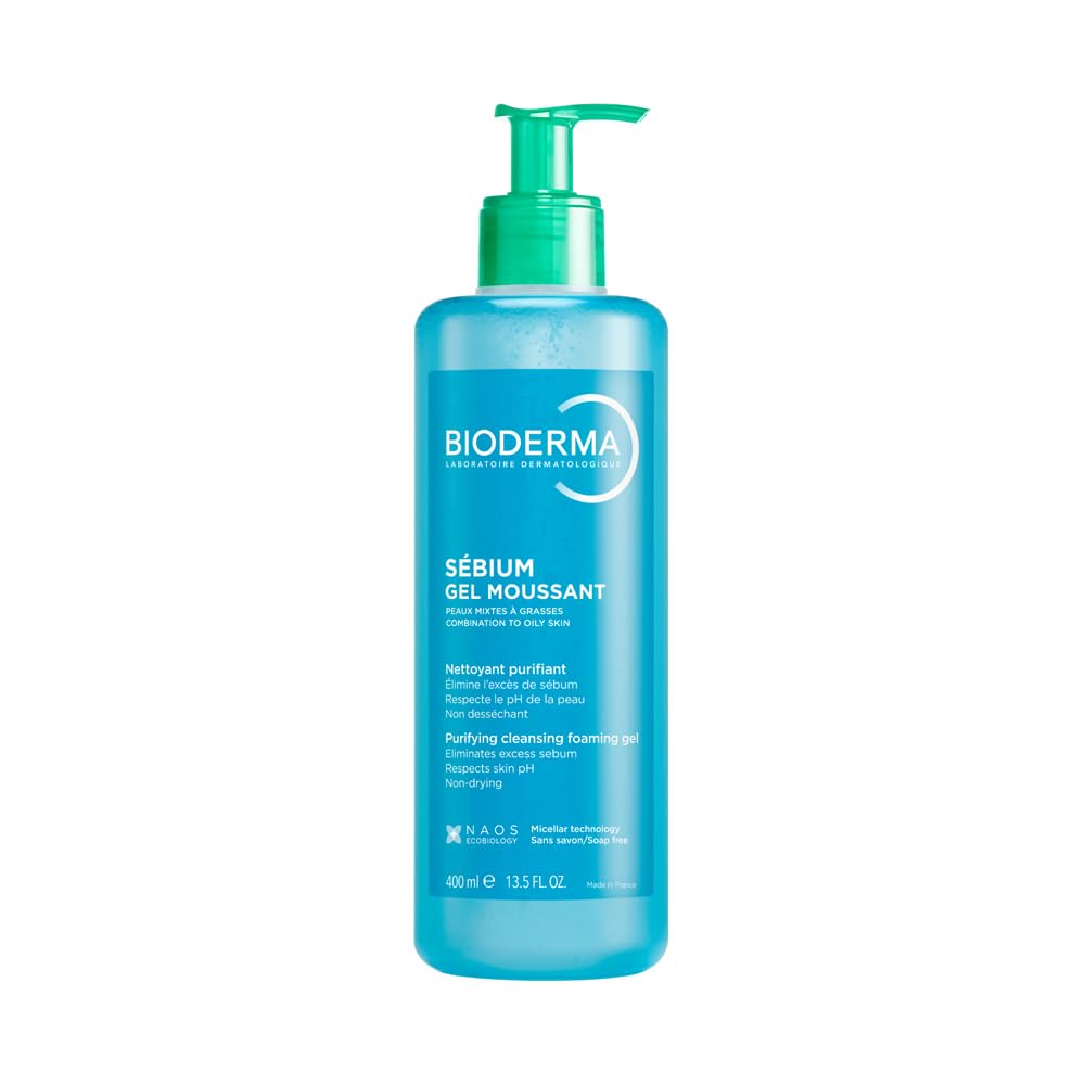 Bioderma Sebium Gel Moussant Purifying Cleansing Foaming Gel Combination To Oily Skin, 400Ml