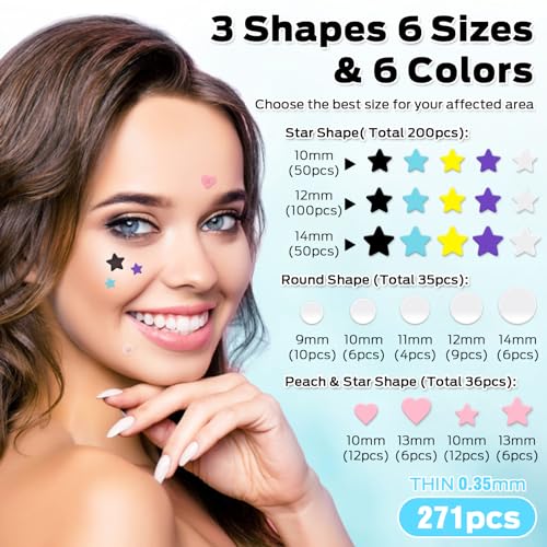 VOZRO Pimple Patches, Colorful Hydrocolloid Acne Patches for Face, Cute Star Pimple Patches with Salicylic Acid, Tea Tree & Cent
