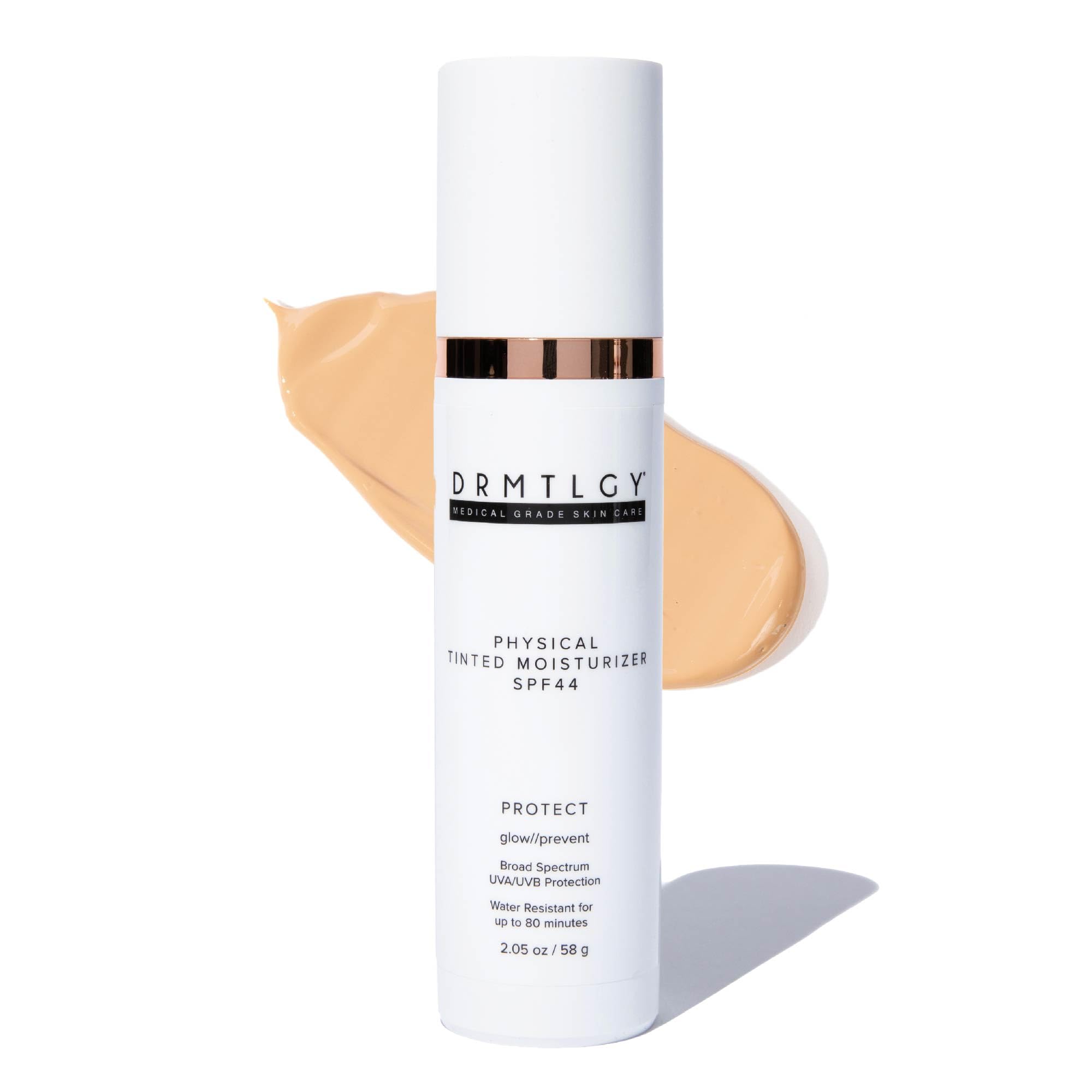 DRMTLGY Physical Tinted Moisturizer with SPF 44. Universal Tint. All-In-One Mineral Tinted Sunscreen and Foundation with Broad S