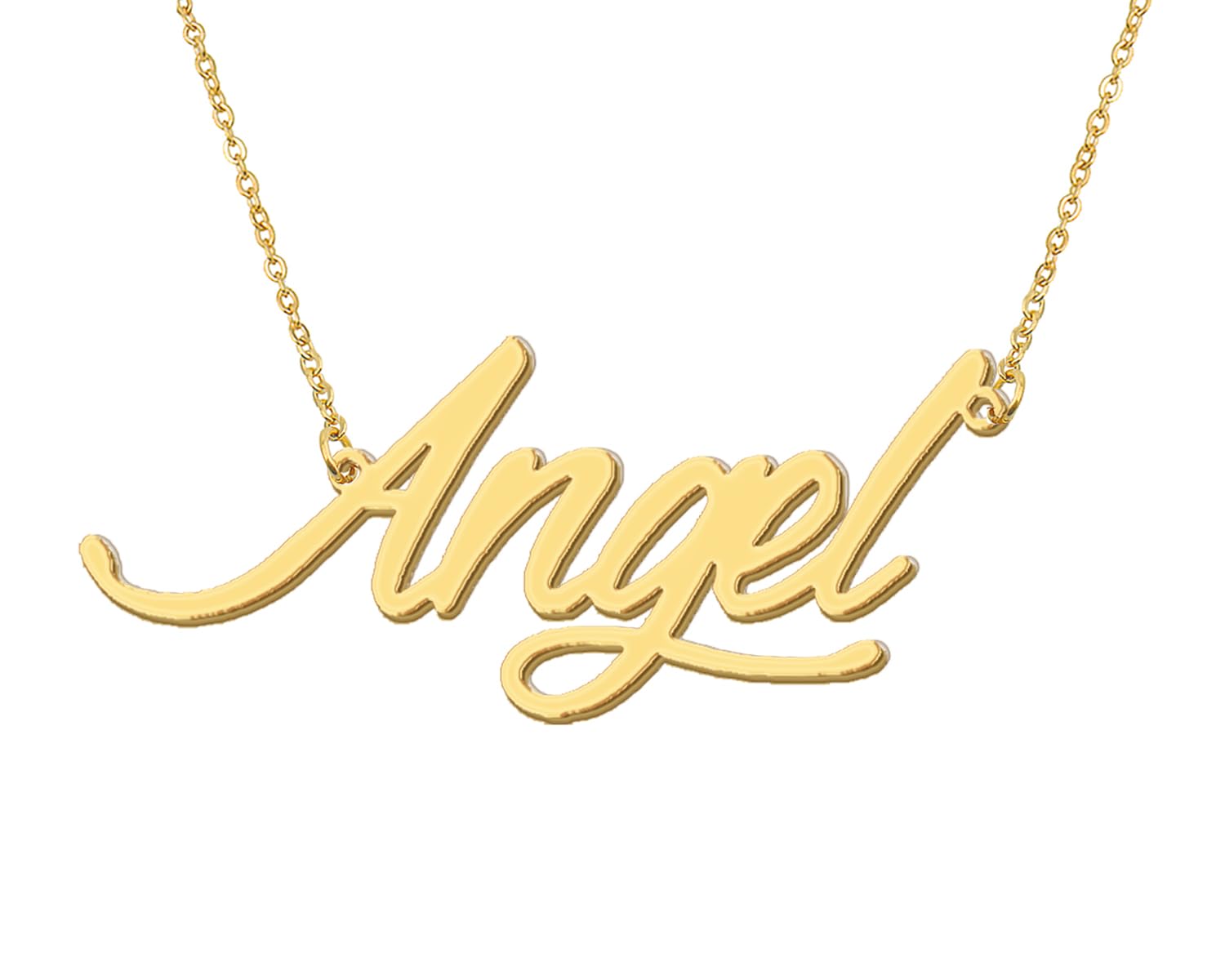 Aoloshow 18k Gold Plated Angel Name Necklace Message Word Stainless Steel Jewelry for Womens Graduation