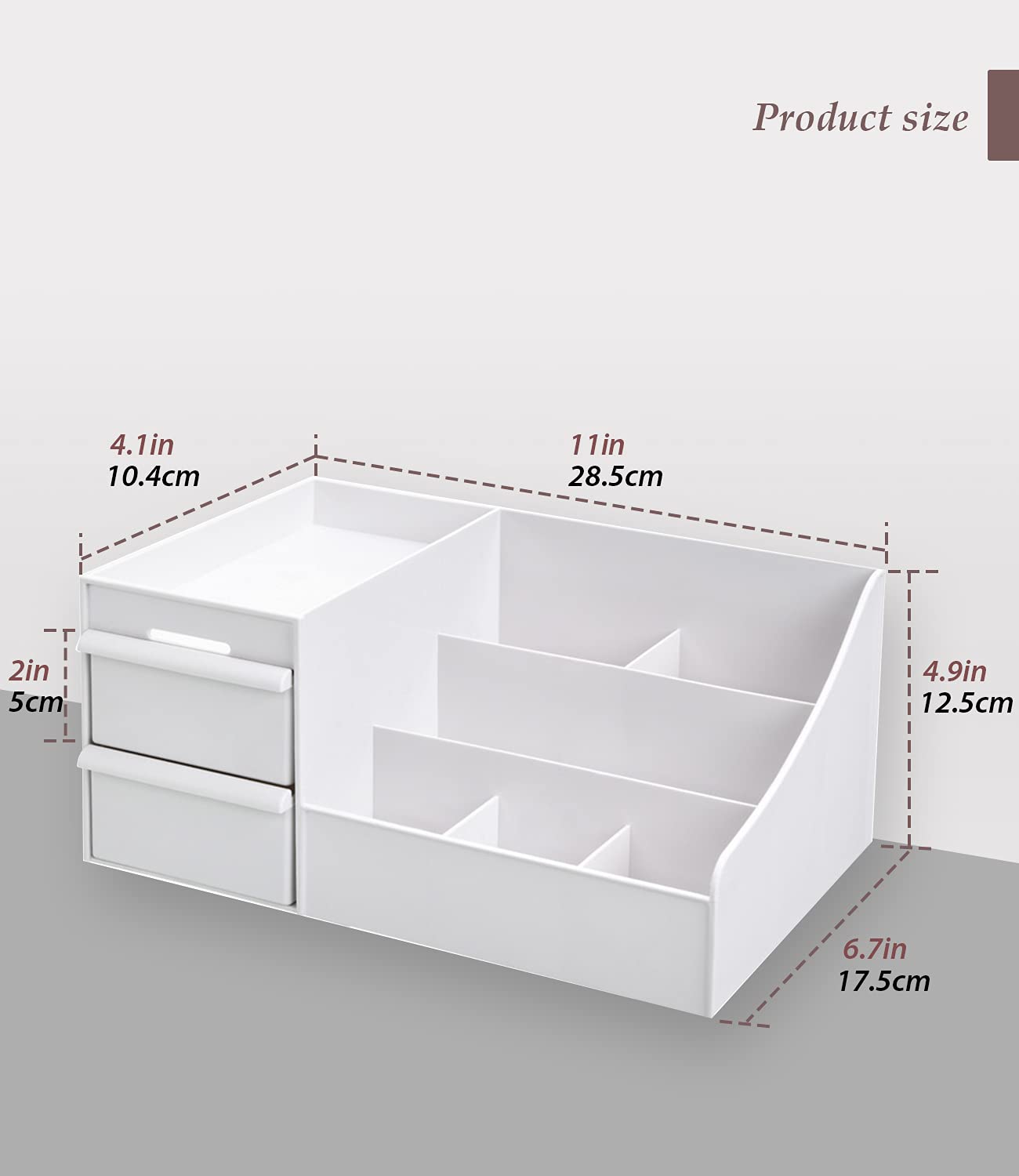 Makeup Desk Cosmetic Storage Box Organizer With Drawers For Dressing Table, Countertop, Bathroom Counter, Elegant Vanity Holder