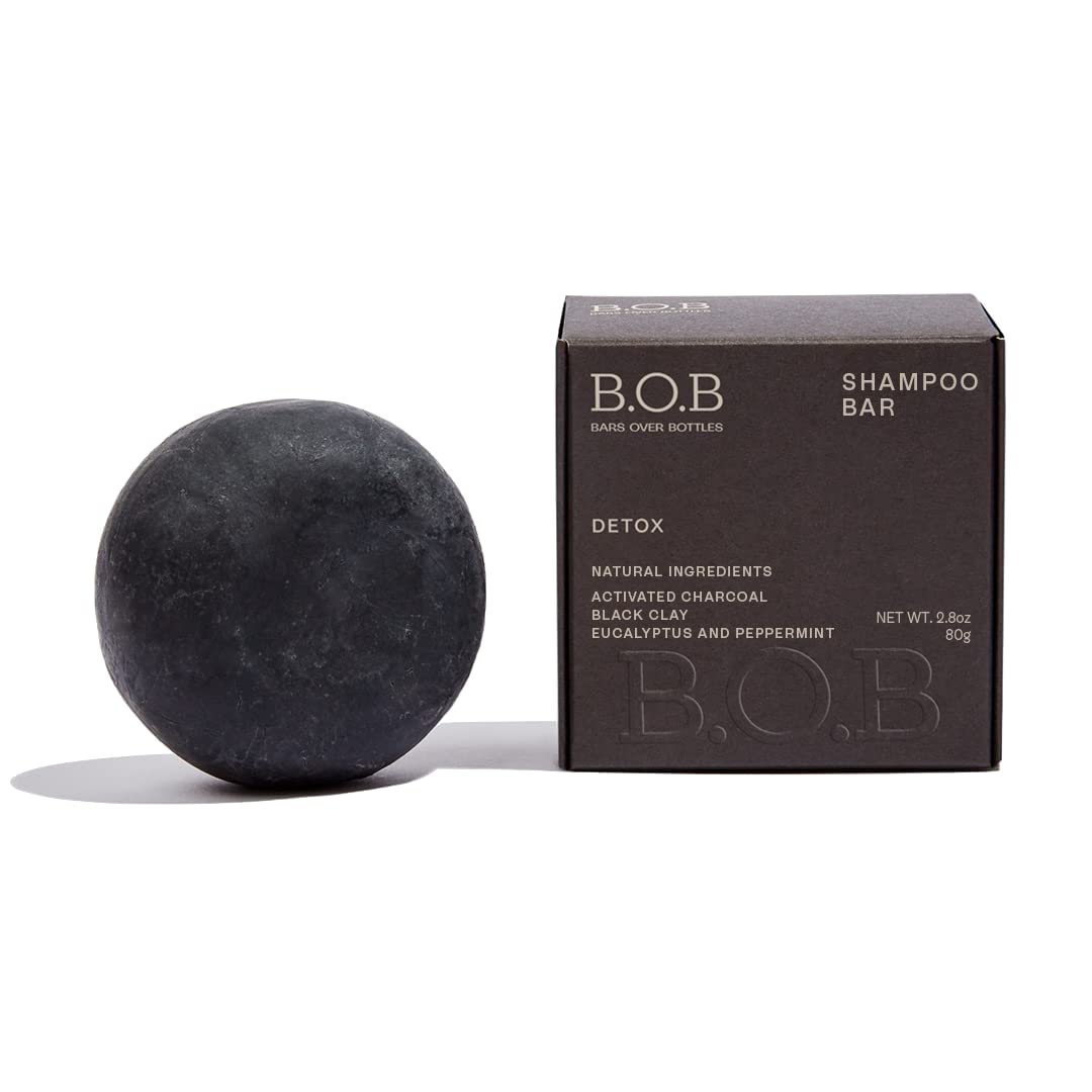 B.O.B Bars Over Bottles Detox Solid Shampoo Bar | For Man | 3 In 1: Hair, Beard & Body Wash | Flaky Scalp, Haircare | Dandruff C